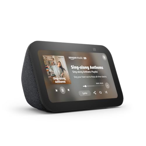 Amazon Echo Show 5 (newest model), Smart display with 2x the bass and clearer sound, Charcoal